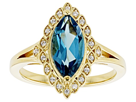 London Blue Topaz 18k Yellow Gold Over Sterling Silver Ring 1.76ctw