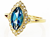 London Blue Topaz 18k Yellow Gold Over Sterling Silver Ring 1.76ctw