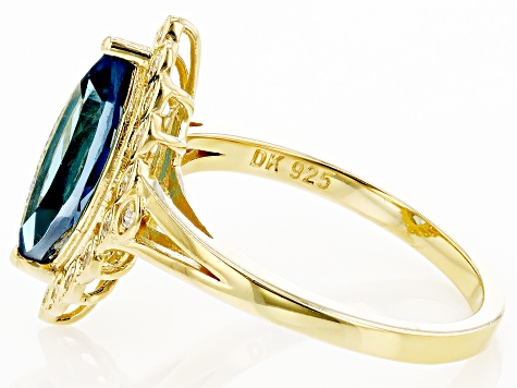 London Blue Topaz 18k Yellow Gold Over Sterling Silver Ring 1.76ctw