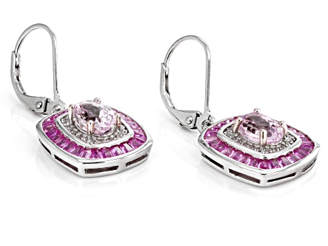 Pink Kunzite Rhodium Over Sterling Silver Dangle Earrings 3.56ctw
