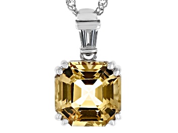 Picture of Yellow Citrine Rhodium Over Sterling Silver Pendant With Chain 3.94ctw