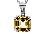 Yellow Citrine Rhodium Over Sterling Silver Pendant With Chain 3.94ctw