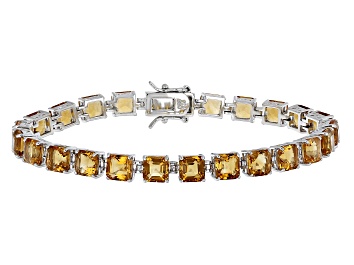 Picture of Yellow Citrine Rhodium Over Sterling Silver Tennis Bracelet 21.34ctw