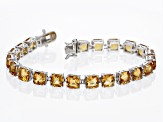 Yellow Citrine Rhodium Over Sterling Silver Tennis Bracelet 21.34ctw