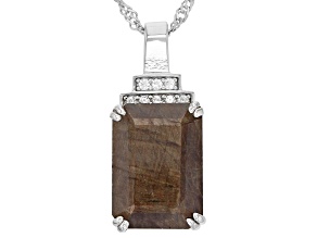 Brown Golden Sheen Sapphire Rhodium Over Sterling Silver Pendant With Chain 7.75ctw