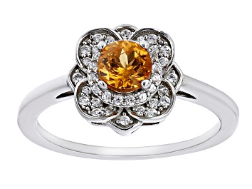 Picture of Orange Spessartite Garnet Rhodium Over Sterling Silver Ring 0.77ctw