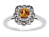 Orange Spessartite Garnet Rhodium Over Sterling Silver Ring 0.77ctw