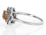 Orange Spessartite Garnet Rhodium Over Sterling Silver Ring 0.77ctw