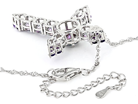 Mystic Fire® Green Topaz Rhodium Over Silver Cross Slide With Chain 5.03ctw