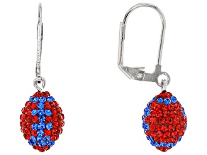 Preciosa Crystal Red And Blue Football Dangle Earrings