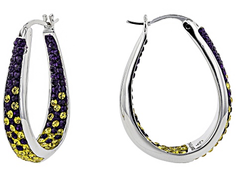 Preciosa Crystal Purple And Gold Horseshoe Hoop Earrings Glw071 Preciosa Crystal Purple And Gold Horseshoe Hoop Earrings