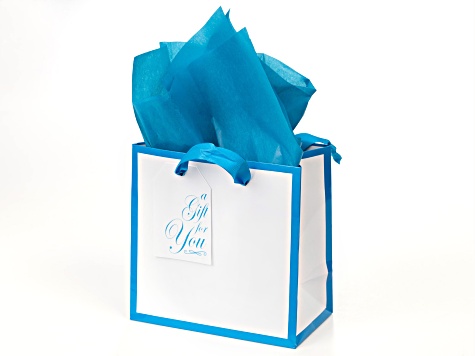 Small White And Blue Gift Bag With Tissue