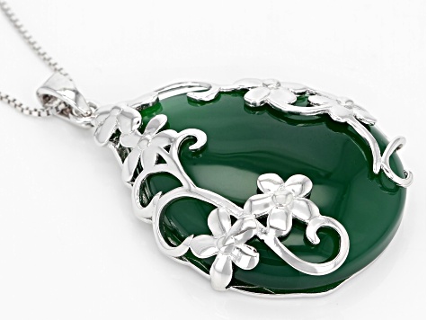 Green onyx silver enhancer with chain