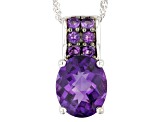 Purple African Amethyst Rhodium Over Silver Pendant With Chain 4.21ctw