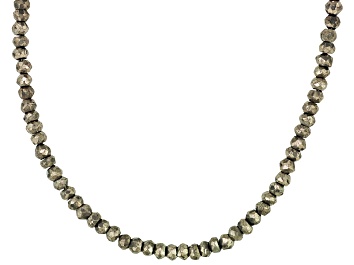 Picture of Womens Bead Necklace Faceted Pyrite Sterling Silver 18 inch