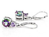 Mystic Fire® Green Topaz Rhodium Over Sterling Silver Earrings 3.74ctw