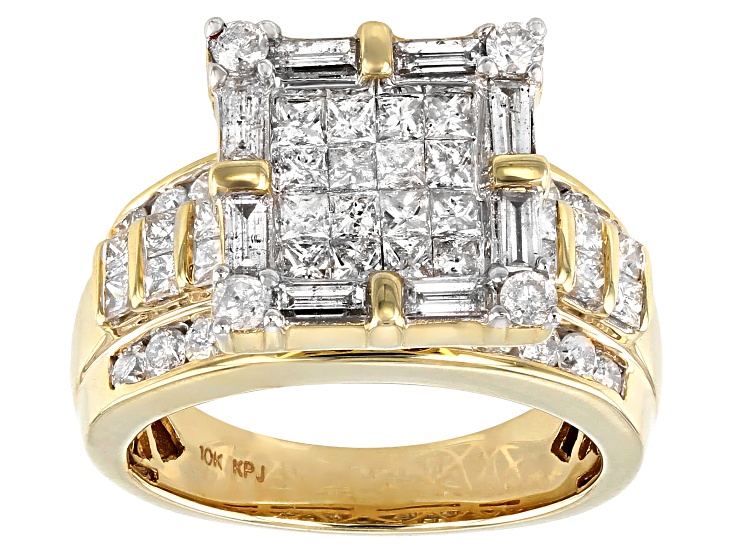 White Diamond 10k Yellow Gold Quad Ring 2 25ctw Gsk274y Jtv Com