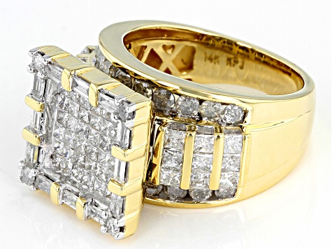 White Diamond 14k Yellow Gold Quad Ring 3.00ctw