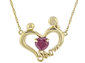 Madagascar Ruby 10k Yellow Gold 18" Necklace 0.87ct