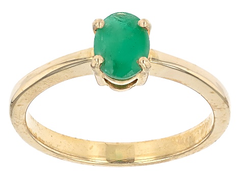 Zambian Emerald 10k Yellow Gold Ring 0.65ct