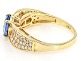 Ceylon Sapphire With White Diamond 14k Yellow Gold Ring 1..88ctw