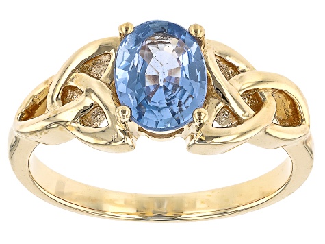 Ceylon Sapphire 14k Yellow Gold  Trinity Knot Ring 1.51ct