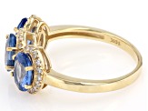 Ceylon Sapphire With White Diamond 10k Yellow Gold Ring 1.27ctw