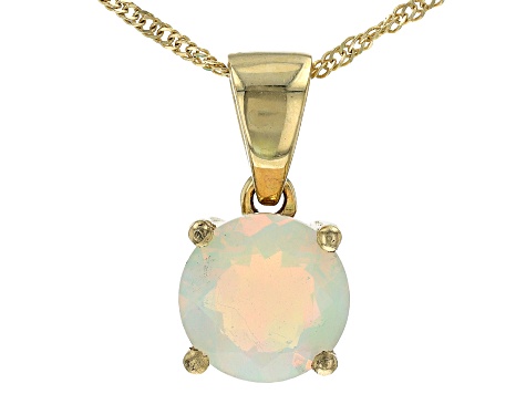 Ethiopian Opal 10k Yellow Gold Pendant With Chain 1.24ct