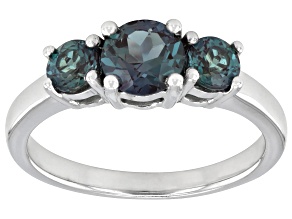 Blue Lab Created Alexandrite Rhodium Over Sterling Silver Ring 1.01ctw