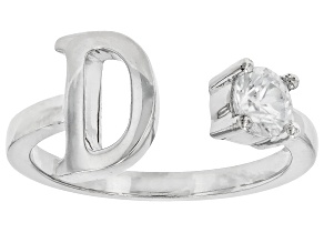 White Zircon Rhodium Over Sterling Silver "D" Ring 0.33ct