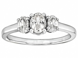 White Zircon Rhodium Over Sterling Silver 3-Stone Ring 4.04ctw