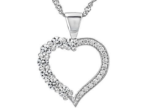 White Zircon Rhodium Over Sterling Silver Pendant with Chain 0.37ctw