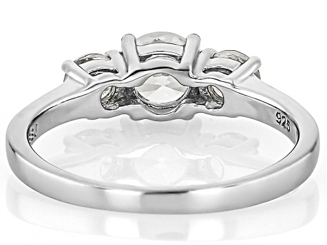 White Zircon Rhodium Over Sterling Silver 3-Stone Ring 1.60