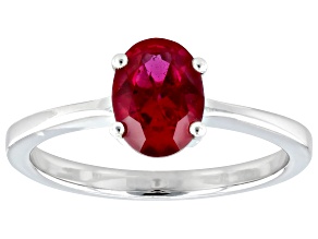 Red Lab Created Ruby Rhodium Over Sterling Silver Ring 1.41ct
