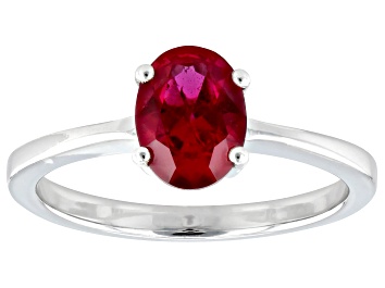 Picture of Red Lab Created Ruby Rhodium Over Sterling Silver Ring 1.41ct