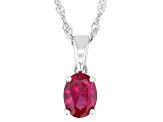 Red Lab Created Ruby Rhodium Over Sterling Silver Pendant with Chain 1.41ct