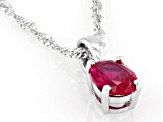 Red Lab Created Ruby Rhodium Over Sterling Silver Pendant with Chain 1.41ct