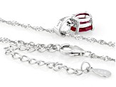 Red Lab Created Ruby Rhodium Over Sterling Silver Pendant with Chain 1.41ct