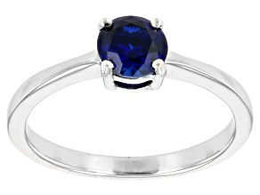 Blue Lab Created Sapphire Rhodium Over Sterling Silver Ring 1.00ct