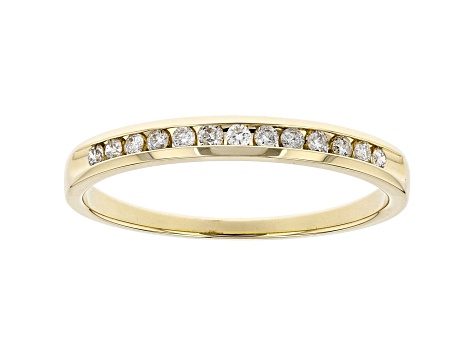 White Diamond 14k Yellow Gold Band Ring 0.15ctw