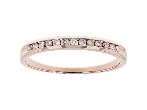 White Diamond 14k Rose Gold Band Ring 0.15ctw