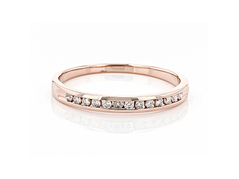 White Diamond 14k Rose Gold Band Ring 0.15ctw