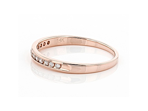 White Diamond 14k Rose Gold Band Ring 0.15ctw