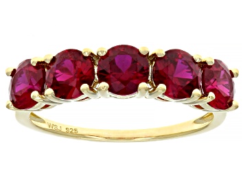Picture of Red Lab Created Ruby 18k Yellow Gold Over Silver Ring 2.61ctw