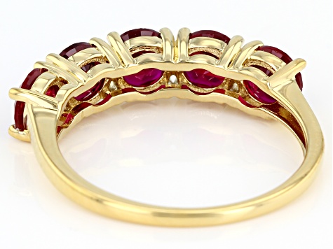 Red Lab Created Ruby 18k Yellow Gold Over Silver Ring 2.61ctw