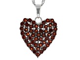 Red garnet rhodium over sterling silver cluster  pendant with chain 1.96ctw