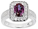 Blue lab created alexandrite rhodium over silver ring 1.80ctw