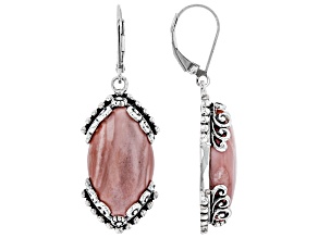 Pink Mookaite Rhodium Over Sterling Silver Earrings
