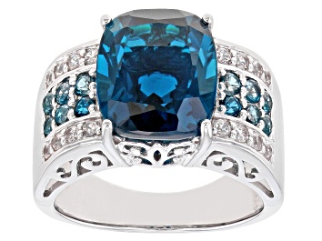 Picture of London Blue Topaz Rhodium Over Sterling Silver Ring 6.94ctw