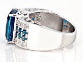 London Blue Topaz Rhodium Over Sterling Silver Ring 6.94ctw